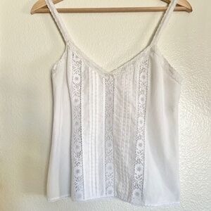 Vintage Deena White Lace Camisole Top 70s Sheer Cottagecore Boho USA
